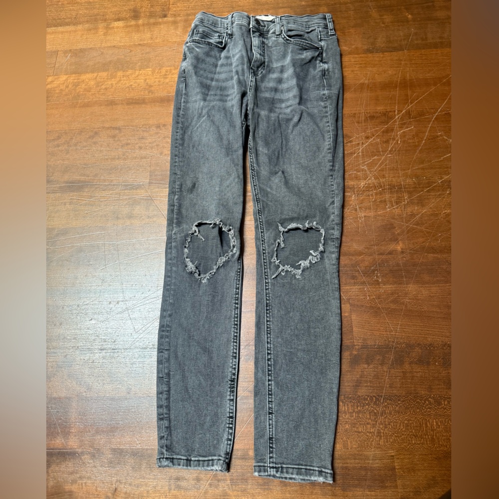 Free People Gray Distressed Skinny Jeans